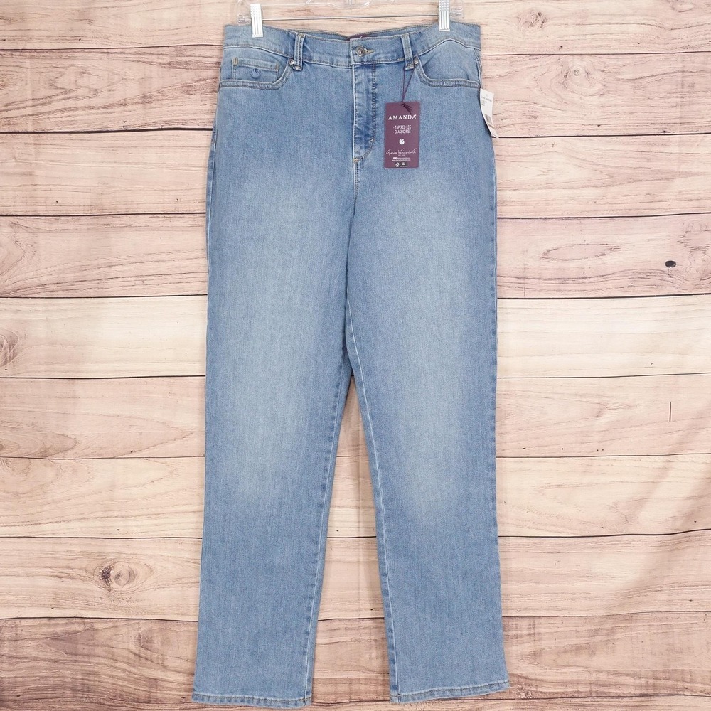 Gloria Vanderbilt Amanda Tapered Jeans Womens 12 Blue Wash Stretch 33x30.5 Denim